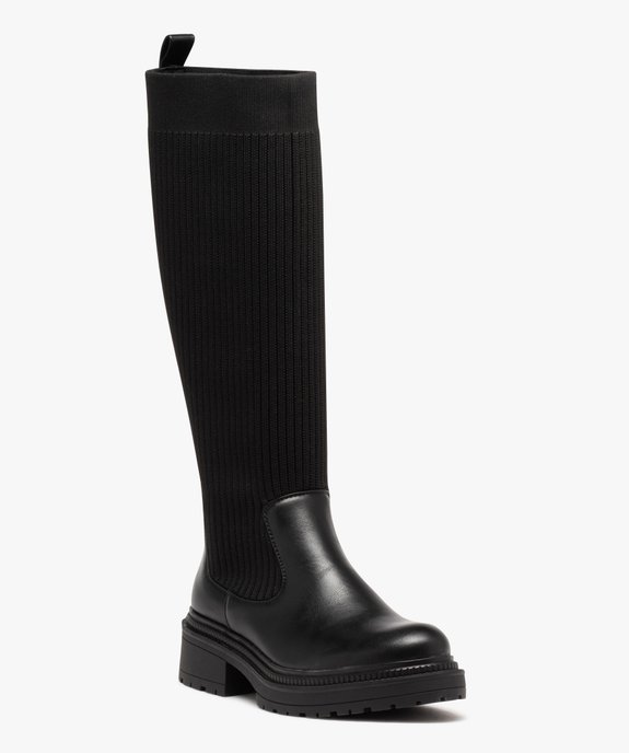 Bottes femme unies effet chaussettes à semelle crantée vue3 - 5 MILES - GEMO