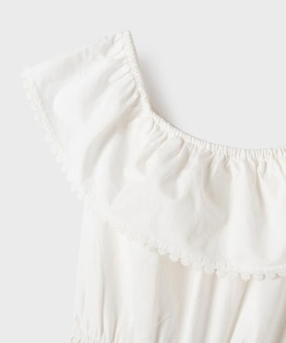 Robe à volants en coton avec col Bardot élastique fille vue2 - GEMO (JUNIOR) - GEMO