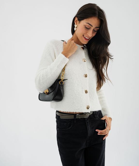 Gilet en maille bouclette avec boutons fantaisie femme  - GEMO(FEMME PAP) Gilet en maille bouclette avec boutons fantaisie femme  vue1 - GEMO(FEMME PAP) - GEMO