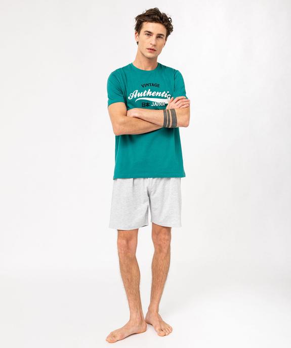 Pyjashort en coton avec haut imprimé homme vue1 - GEMO 4G HOMME - GEMO