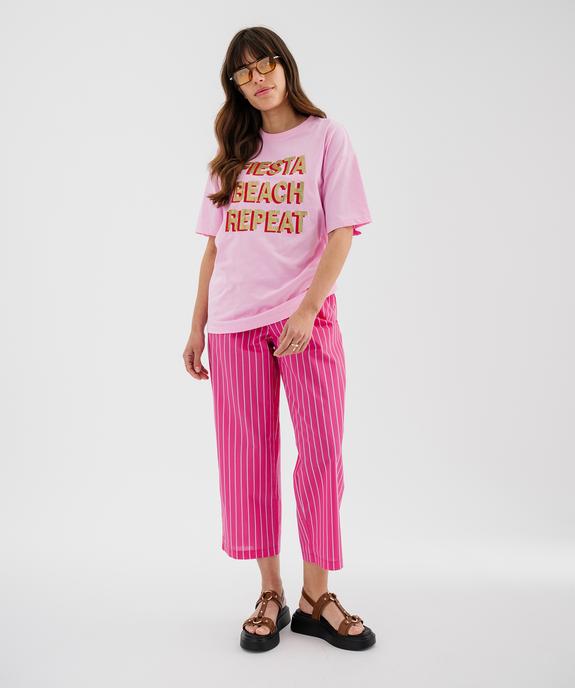 Tee-shirt manches courtes en jersey de coton imprimé femme vue5 - GEMO(FEMME PAP) - GEMO