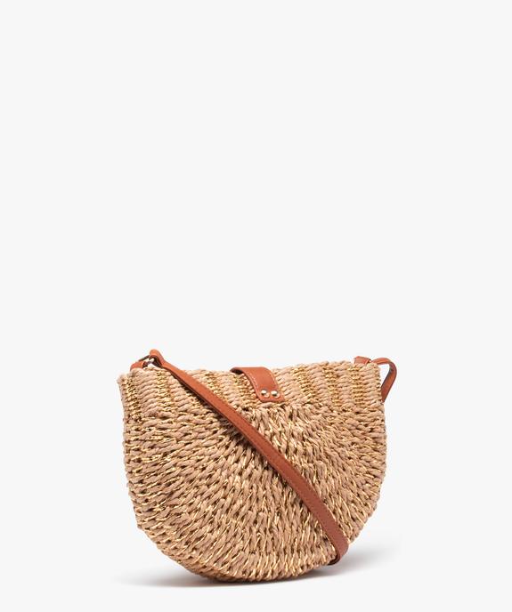 Sac bandoulière femme demi-lune en paille  vue2 - GEMO (ACCESS) - GEMO