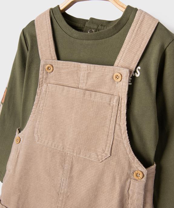 Ensemble 2 pièces salopette et tee-shirt manches longues bébé garçon vue3 - GEMO(BEBE DEBT) - GEMO