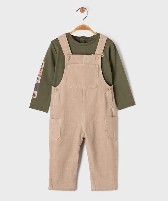 Ensemble 2 pièces salopette et tee-shirt manches longues bébé garçon vue2 - GEMO(BEBE DEBT) - GEMO