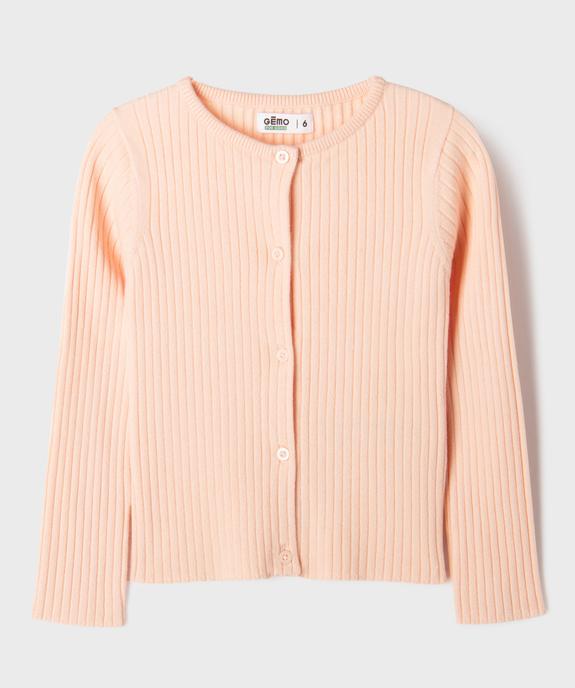 Gilet en maille côtelée coupe ajustée fille vue1 - GEMO 4G FILLE - GEMO