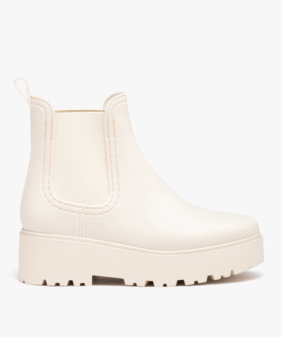 Boots femme unies style Chelsea à semelle plateforme crantée vue2 - GEMO (CASUAL) - GEMO