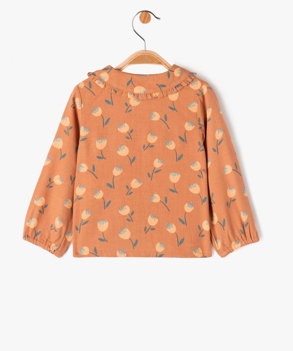 Blouse à manches longues avec col Claudine bébé fille vue3 - GEMO(BEBE DEBT) - GEMO