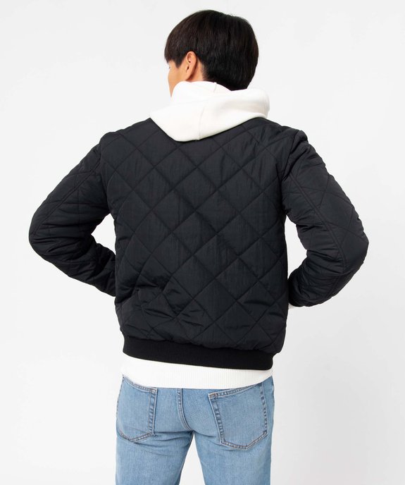 Blouson homme en matière matelassée et finitions en bord-côte vue3 - GEMO 4G HOMME - GEMO