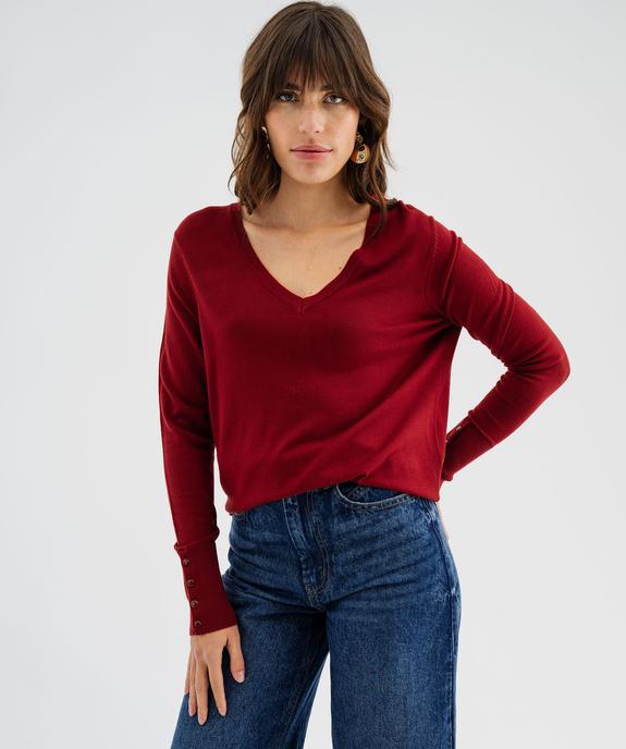 Pull col V en maille viscose fine et souple femme vue2 - GEMO 4G FEMME - GEMO