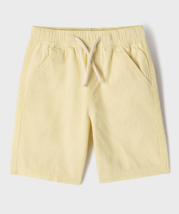 Bermuda en coton lin à taille élastiquée garçon vue2 - GEMO (ENFANT) - GEMO