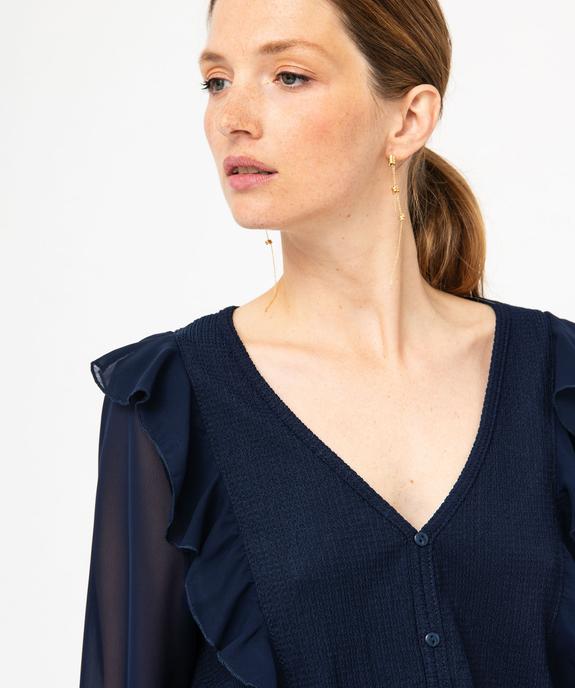 Tee-shirt femme avec manches en voile et volants vue2 - GEMO(FEMME PAP) - GEMO