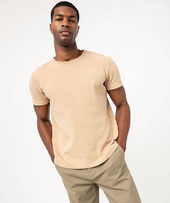 Tee-shirt manches courtes en maille texturée homme. vue1 - GEMO (HOMME) - GEMO