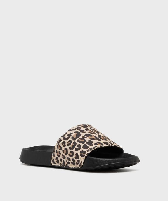 Mules de piscine à motif léopard femme vue2 - GEMO (PLAGE) - GEMO