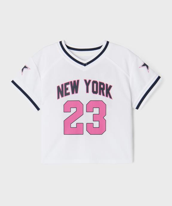Tee-shirt de sport à manches courtes et col V fille vue2 - GEMO (ENFANT) - GEMO
