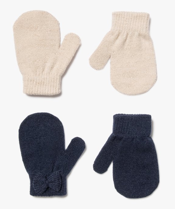 Moufles avec pouce bébé fille (lot de 2) vue1 - GEMO(BEBE DEBT) - GEMO
