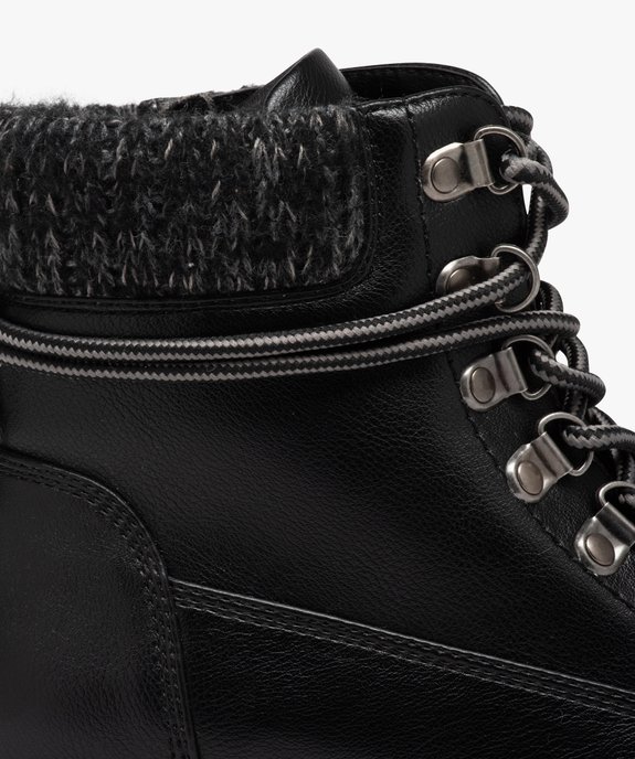 Boots femme unies avec col en maille et lacets de montagne vue6 - GEMO (CASUAL) - GEMO