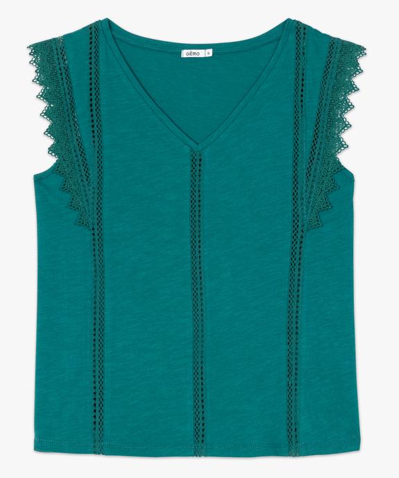 Tee-shirt femme à col V dentelle et crochet vue4 - GEMO(FEMME PAP) - GEMO