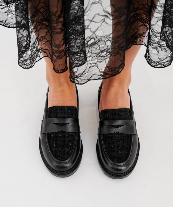 Mocassins avec dessus textile pailleté femme vue1 - FOLLOW ME - GEMO