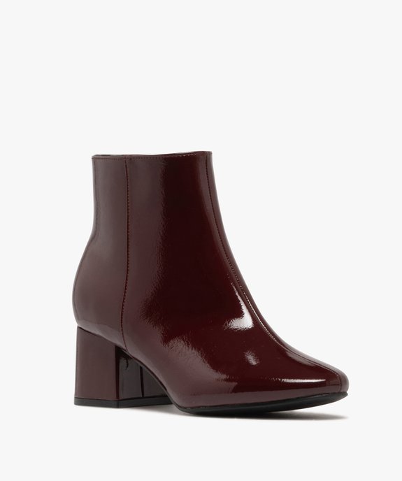 Bottines femme à talon carré vernies et à zip vue3 - FOLLOW ME - GEMO