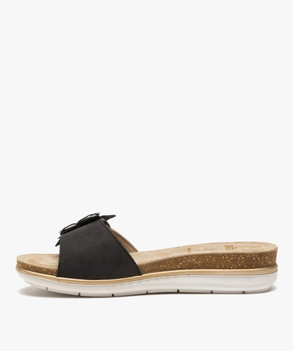 Mules femme confort à bandeau scratch et fleur brillante vue3 - GEMO (CONFORT) - GEMO