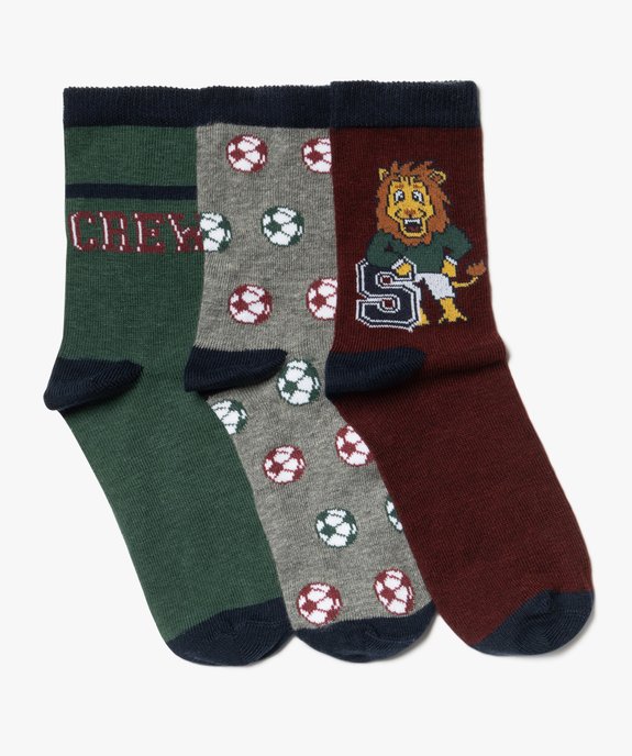 Chaussettes tige haute en coton imprimé  garçon (lot de 3) vue1 - GEMO (ENFANT) - GEMO