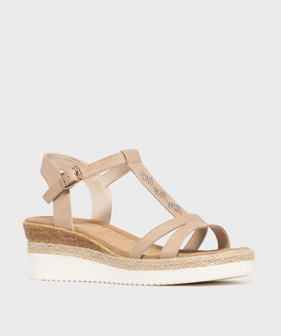 Sandales à talon compensé et bride pailletée femme vue2 - VALENTINA BALDA - GEMO