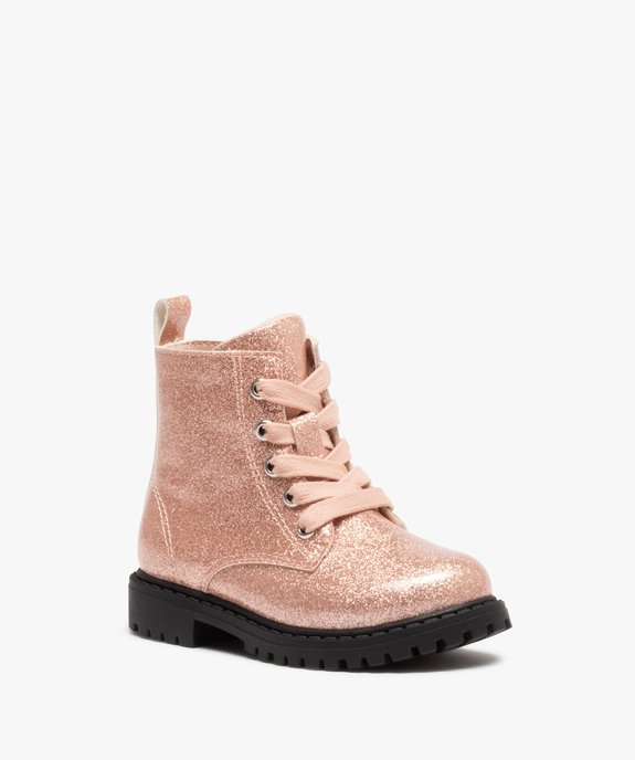 Boots bébé fille vernies et pailletées fermeture zip vue2 - GEMO(BEBE DEBT) - GEMO