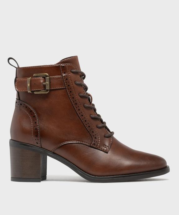 Bottines à talon avec semelle intérieure cuir, lacets ronds et zip femme - VALENTINA BALDANO GEMO FORGOOD Bottines à talon avec semelle intérieure cuir, lacets ronds et zip femme vue1 - VALENTINA BALDANO GEMO FORGOOD - GEMO