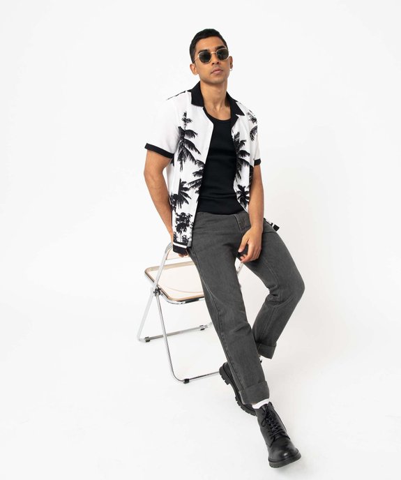 Chemise manches courtes bicolore motif palmiers homme vue5 - GEMO (HOMME) - GEMO
