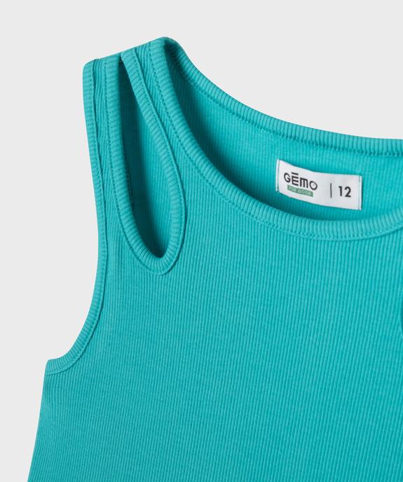 Débardeur en maille côtelée extensible à bretelles ajourées fille vue2 - GEMO 4G FILLE - GEMO