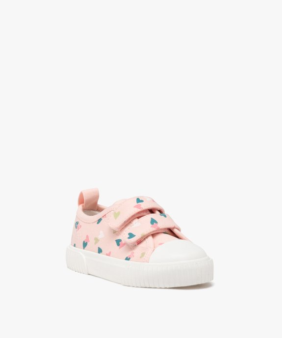 Baskets fille en toile à motifs coeur avec double scratch vue3 - LOVELY WINGS GEMO FOR GOOD - GEMO