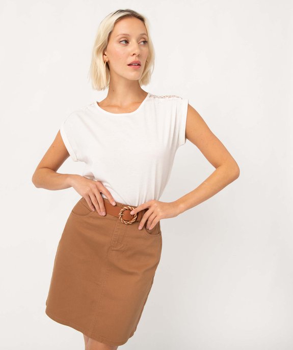 Jupe femme droite en toile denim vue5 - GEMO 4G FEMME - GEMO
