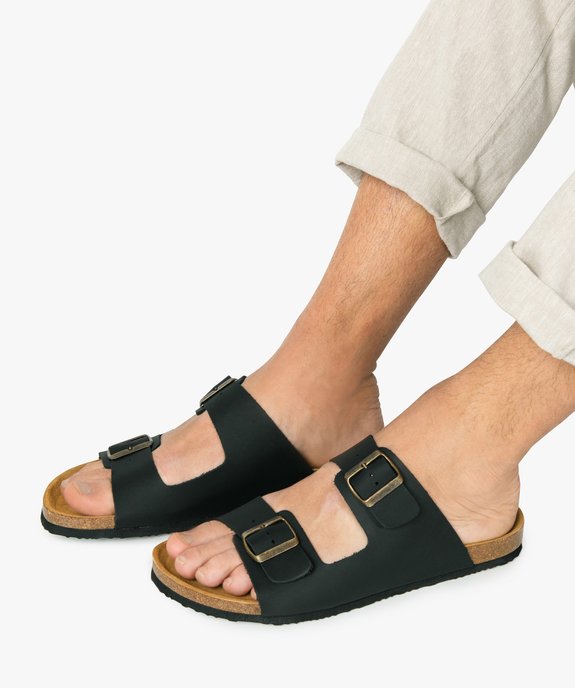 Mules homme dessus cuir larges brides à boucle vue1 - GEMO (CASUAL) - GEMO