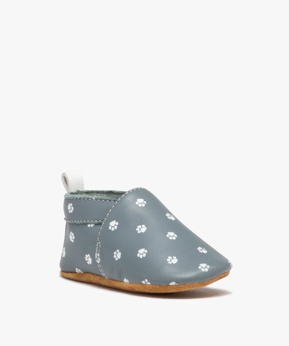 Chaussons bébé en cuir imprimé pattes de chat  vue2 - GEMO (ENFANT) - GEMO