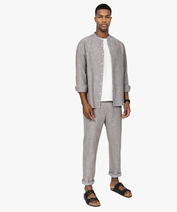 Pantalon homme 55% lin coupe droite vue6 - GEMO (HOMME) - GEMO