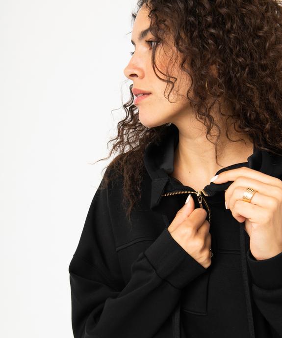 Sweat à capuche oversize avec col zippé femme vue5 - GEMO(FEMME PAP) - GEMO