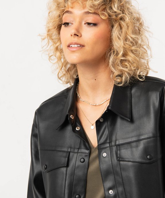 Chemise à manches longues en synthétique imitation cuir femme  vue5 - GEMO(FEMME PAP) - GEMO