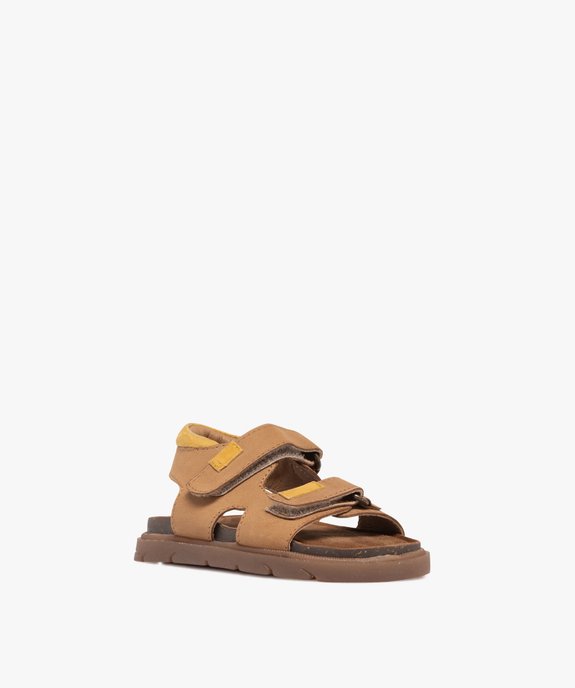 Sandales bébé garçon en cuir suédé avec double scratch - NA! vue2 - NA! - GEMO