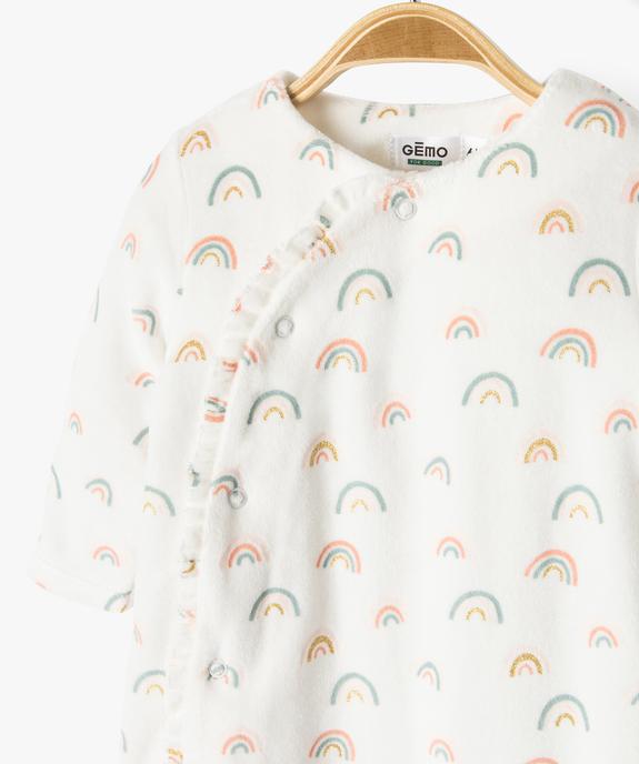 Pyjama en velours ouverture devant à motifs arc-en-ciel bébé fille vue2 - GEMO 4G BEBE - GEMO