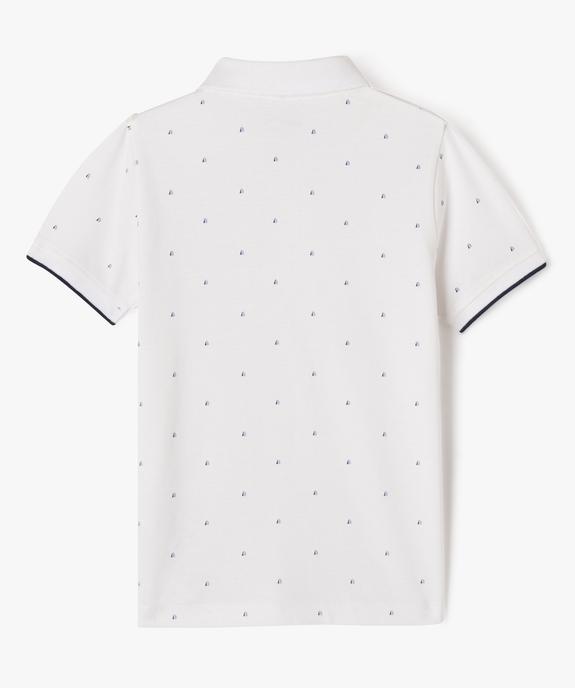 Polo manches courtes en maille piquée à petits motifs garçon vue3 - GEMO 4G GARCON - GEMO