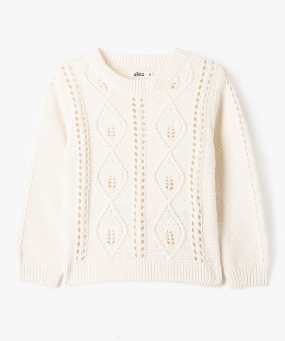 Pull ajouré en maille chenille fille vue2 - GEMO (ENFANT) - GEMO