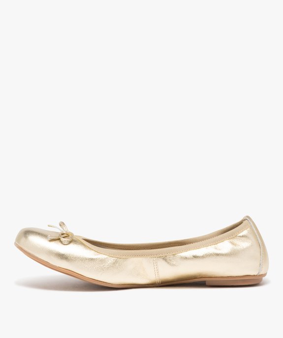 Ballerines femme en cuir métallisé avec noeud fantaisie - Taneo vue3 - TANEO - GEMO