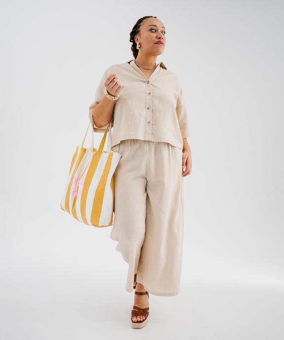 Chemise manches courtes en viscose et lin femme grande taille vue5 - GEMO 4G GT - GEMO