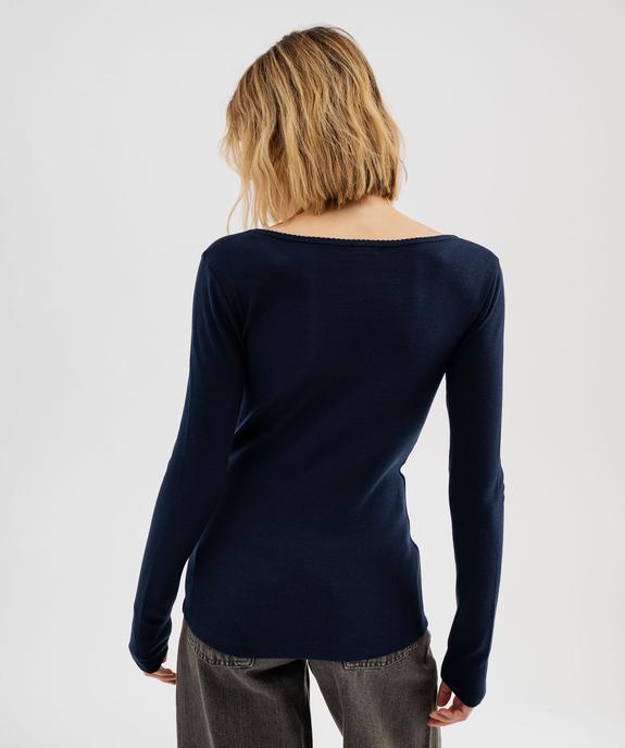 Tee-shirt manches longues en maille côtelée extensible femme vue3 - GEMO 4G FEMME - GEMO