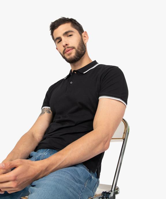 Polo homme à manches courtes à liseré contrastant vue1 - GEMO 4G HOMME - GEMO