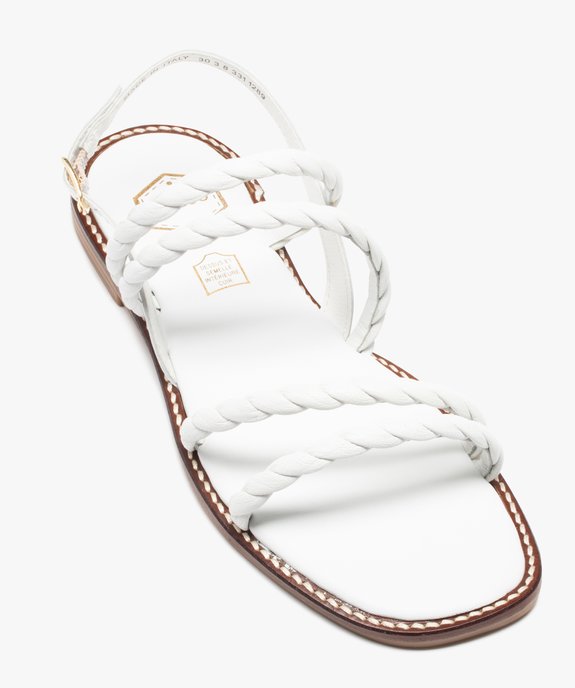 Sandales femme plates unies en cuir et à brides tressées - Taneo vue5 - TANEO - GEMO