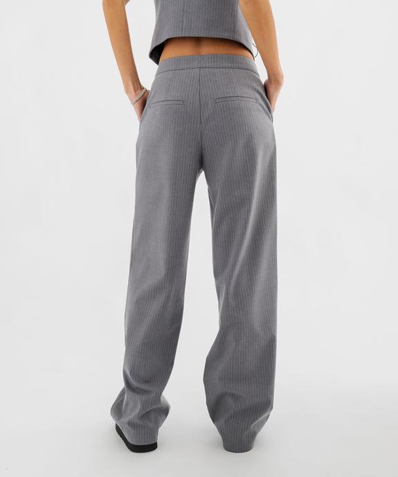 Pantalon large à taille haute et fines rayures brillantes femme vue3 - GEMO(FEMME PAP) - GEMO