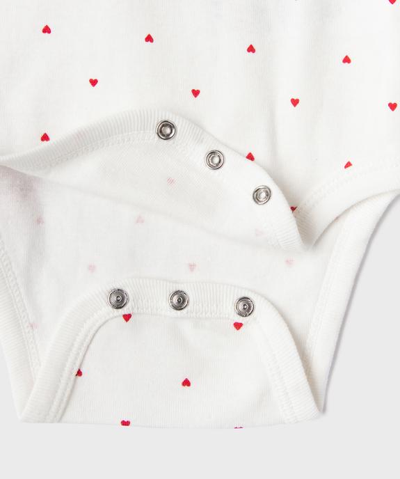 Body à bretelles motifs coeurs bébé fille (lot de 3) vue3 - GEMO 4G BEBE - GEMO