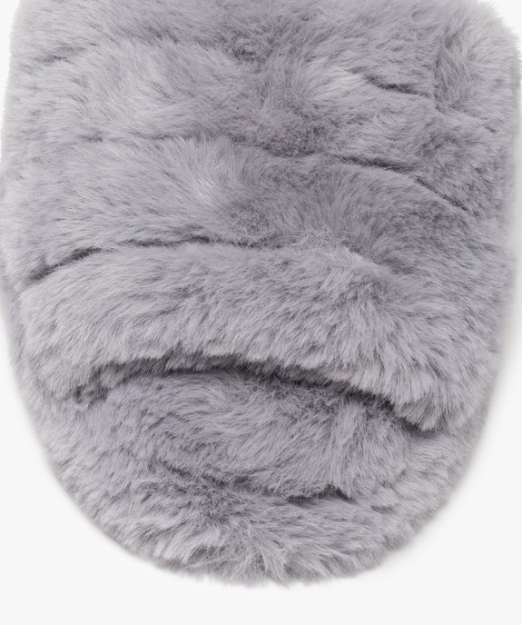 Chaussons mules unies en textile peluche femme vue6 - GEMO(HOMWR FEM) - GEMO