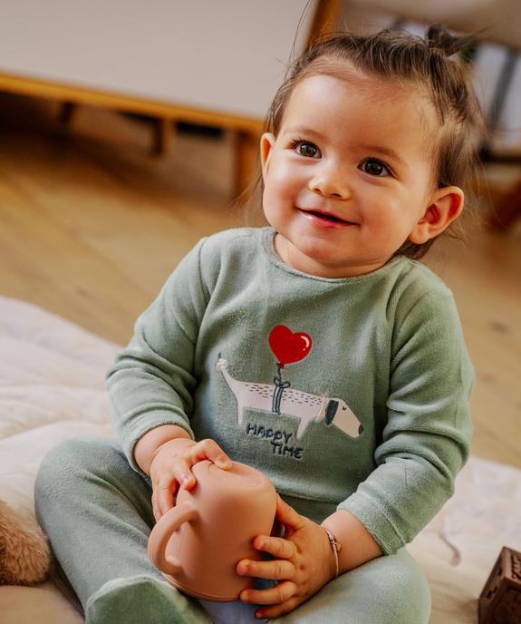 Pyjama en velours motif chien bébé vue1 - GEMO 4G BEBE - GEMO